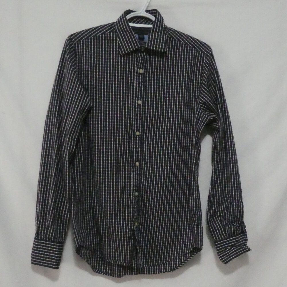 TOMMY HILFIGER - Custom Fit | xs - extra small | Blue Checkered Long Sleeve Top